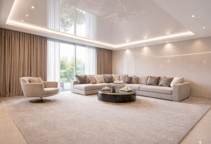 Teppichböden Spanndecke weiss glanz