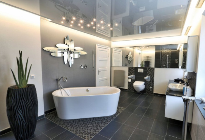 Spanndecke Glanz Grau