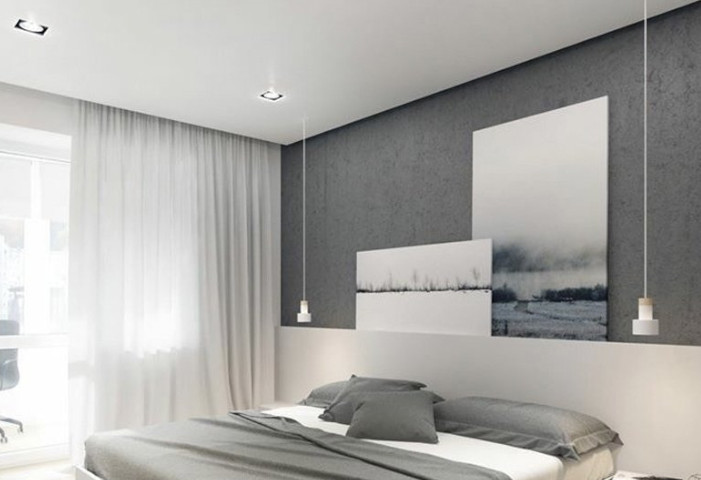 schlafzimmer renovieren Spanndecke matt
