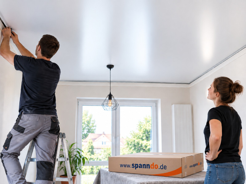 Montage einer Spanndecke als Alternative zum Tapezieren der Decke