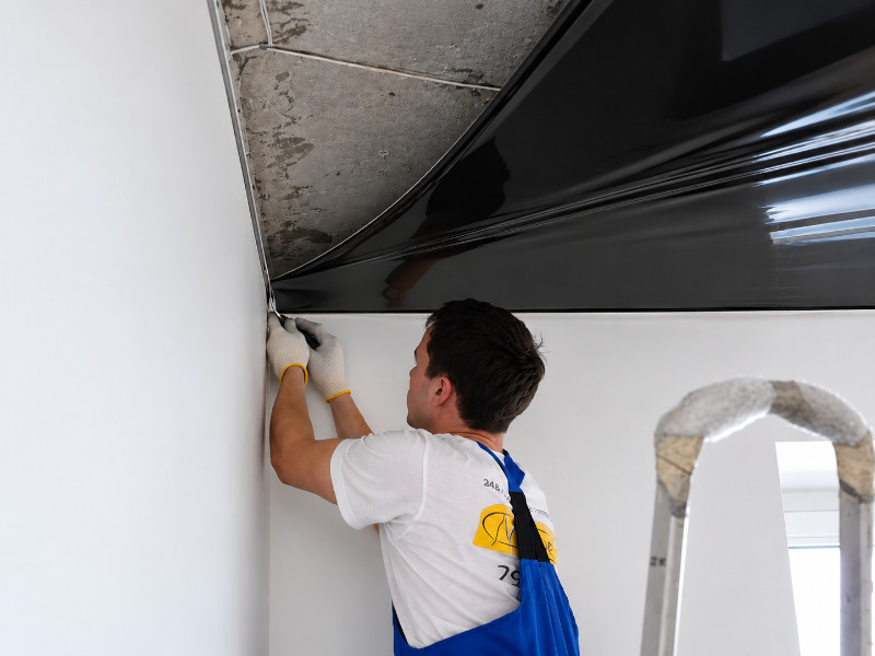 Montage einer Spanndecke unter einer alten Betondecke